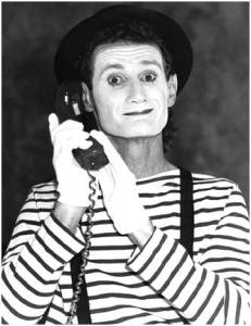 mime with phone